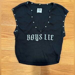 BOYS LIE Black Stud-Trim Tank Top- size S